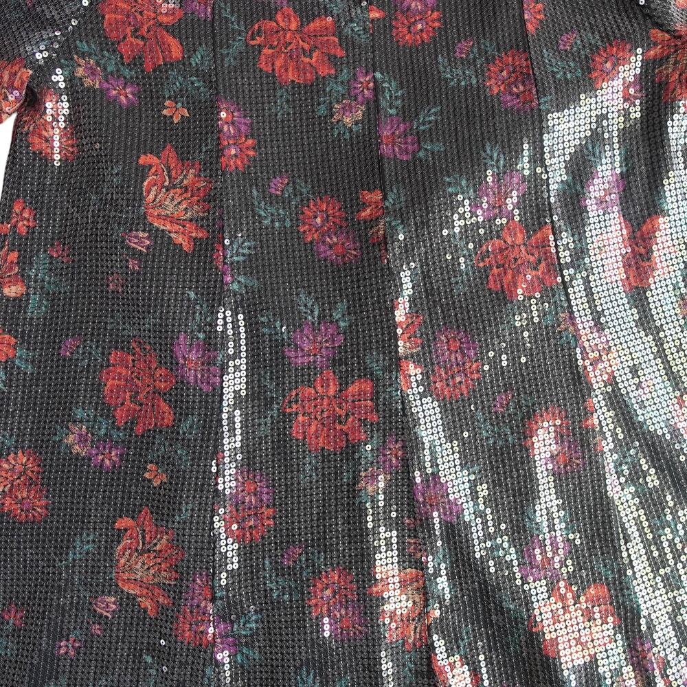 Torrid Black Floral Sequin Duster Jacket Kimono 2XL Date Night Glam - Picture 14 of 15